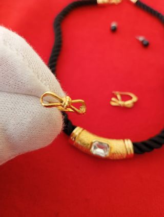 Collar y pendientes - seda negra