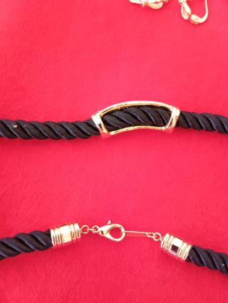 Collar y pendientes - seda negra