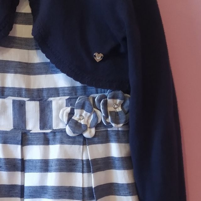 VESTIDO RAYAS AZUL I BLANCAS + CÁRDIGAN