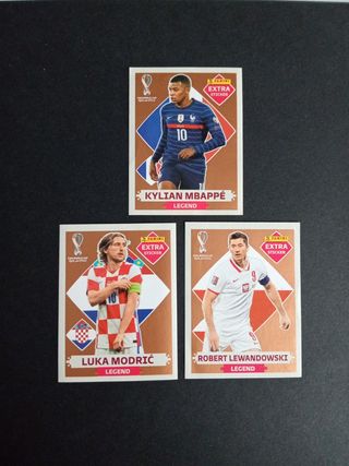 Cromos bronce Qatar 22 Mbappé, Modric, Lewandowki 