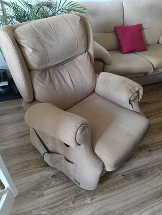 Sofá relax DON RELAX beige con regalo funda gris .