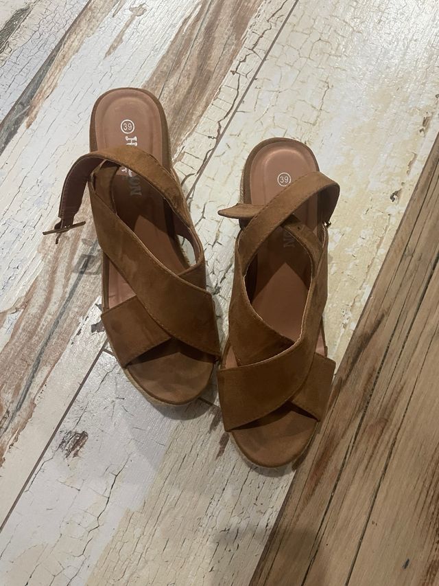 Zapatos cuña esparto marrones - 39