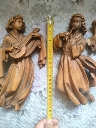 Coppia angeli musicanti in legno