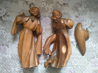 Coppia angeli musicanti in legno