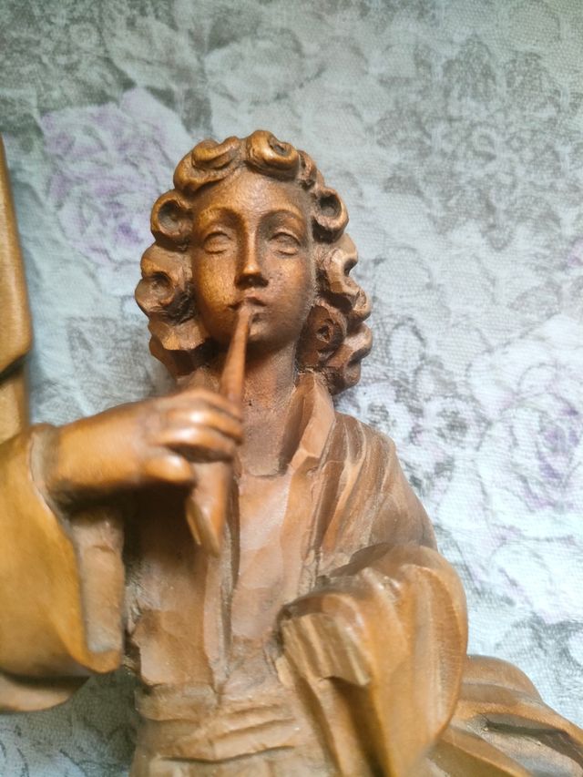 Coppia angeli musicanti in legno