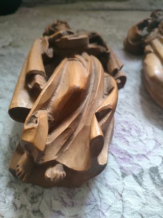 Coppia angeli musicanti in legno