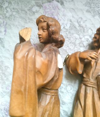 Coppia angeli musicanti in legno