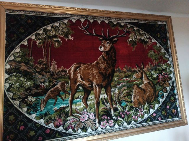 Tapiz antiguo ciervos bosque