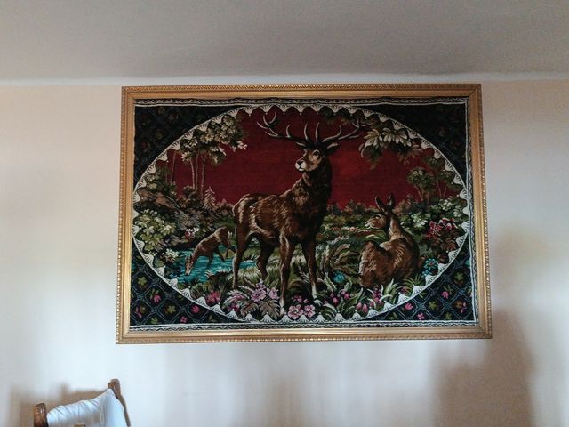 Tapiz antiguo ciervos bosque