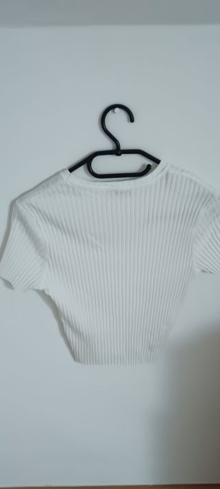 Top corto blanco PULL&BEAR - Talla S