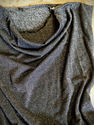 Vestido fiesta brillo plata-negro
