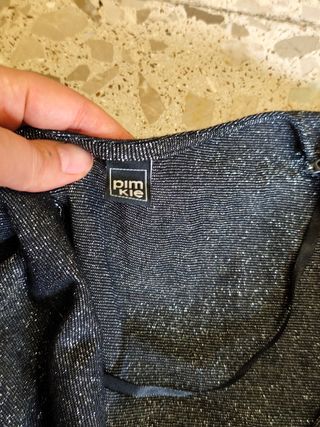 Vestido fiesta brillo plata-negro