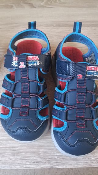 Sandalias niño talla 34 - rojas y azules Skechers