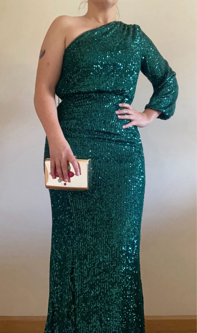 Vestido lentejuelas verde fiesta