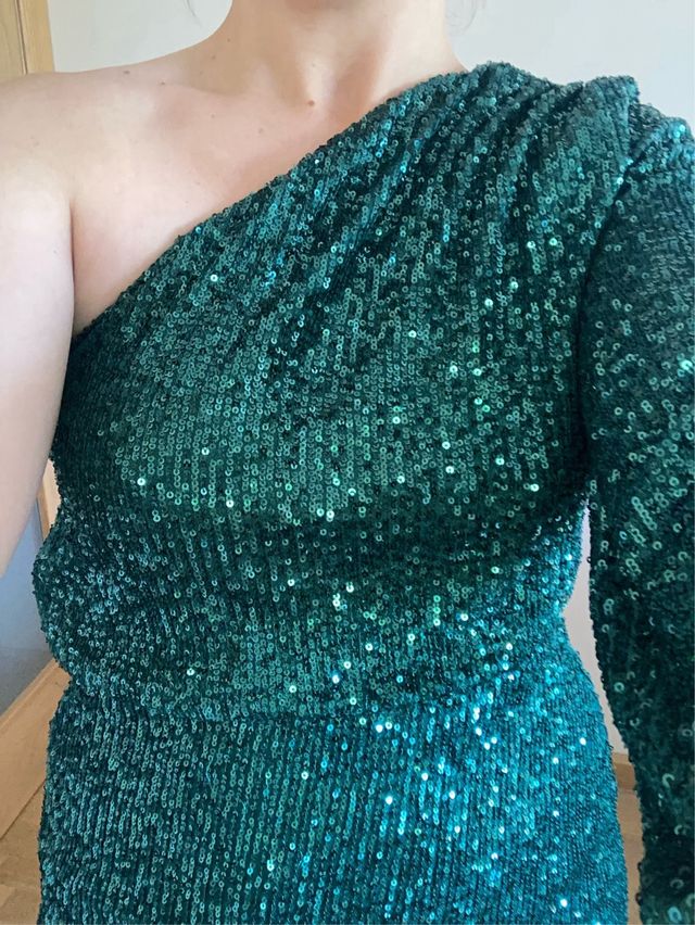 Vestido lentejuelas verde fiesta