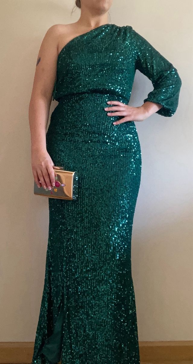 Vestido lentejuelas verde fiesta