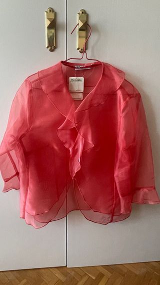 Chaqueta Blusa fiesta rosa transparente. NUEVA.