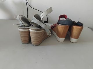 Zapatos cuña mujer - rojo y gris talla 40