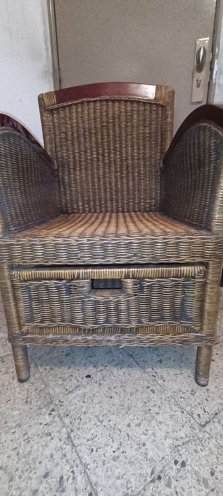 Butaca mimbre y madera