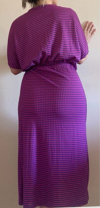 Vestido midi rayas rosa-morado