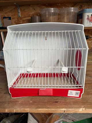 Jaula pajaros - blanca y roja