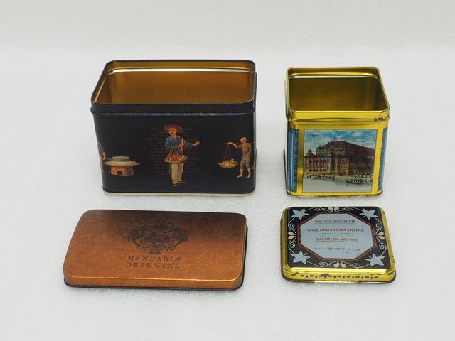 LOTE dos Cajas metálicas vintage Infusiones