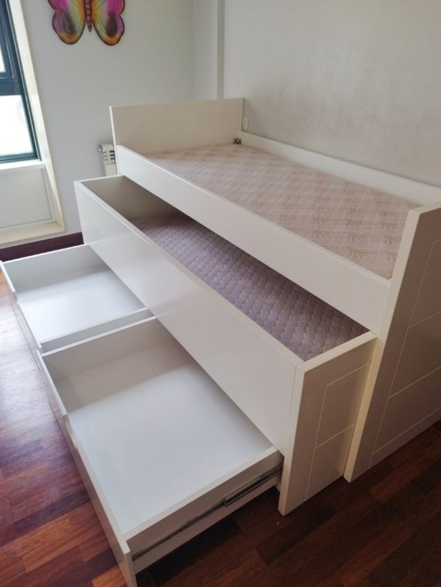 Cama nido blanca con cajones