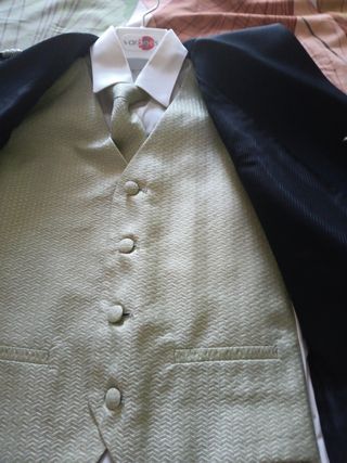 Traje comunión niño 150cm - azul marino /Verde.