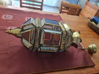 Lampara antigua de cristal multicolor