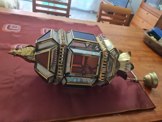 Lampara antigua de cristal multicolor