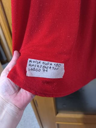 Blusón rojo brillante, escote decorado