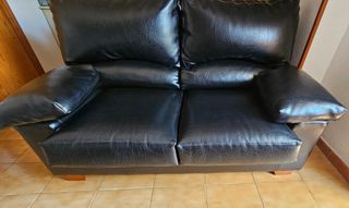 Sofá 2 plazas - Piel Revestida Negra