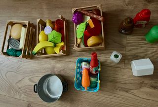 Comida niños - Cestas madera juguete