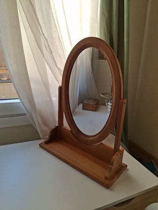 Espejo tocador madera ovalado