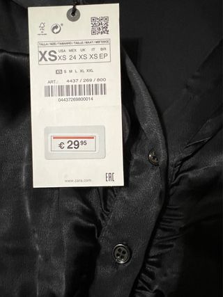 Blusa Zara negra XS - Ajustada