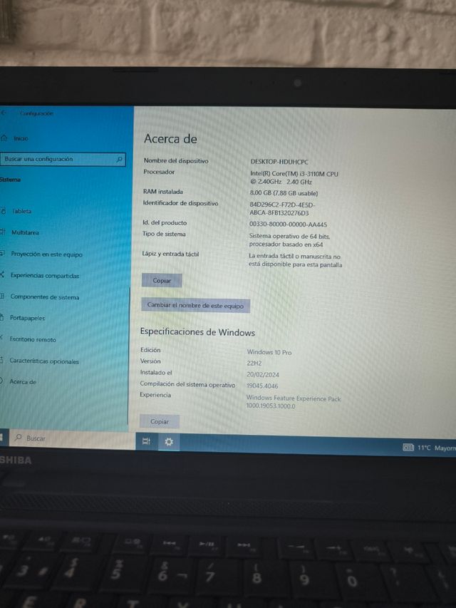 Portátil Toshiba Satellite Pro Negro