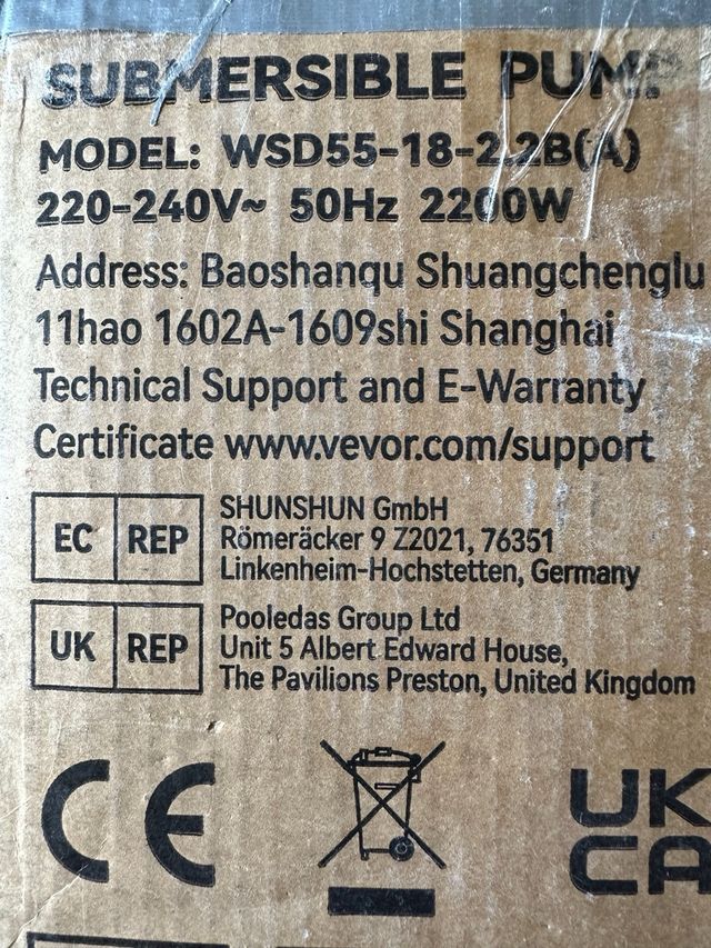 Bomba de agua VEVOR WSD55