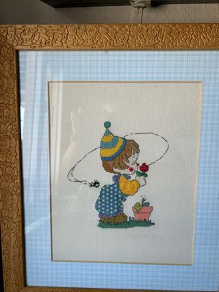 Cuadro Bordado a Mano: Niño pequeño