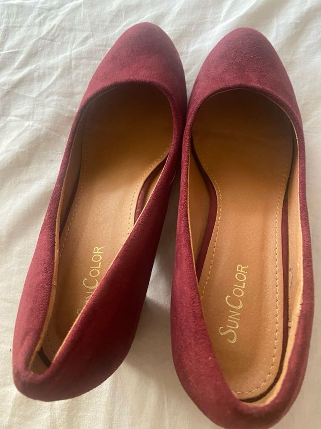 Zapatos tacón 7cm SUNCOLOR granates talla 41