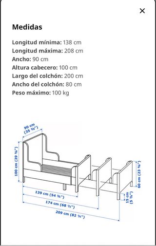 Cama infantil extensible Ikea Busunge rosa