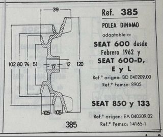 Polea Dinamo Seat 600 - Hierro