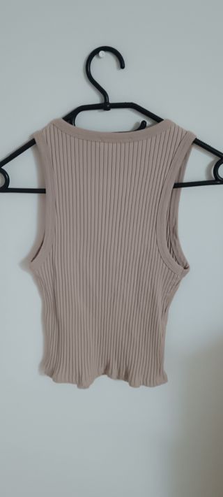 Top corto beige sin mangas - Talla S