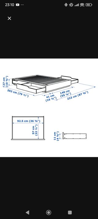 CAMA  IKEA MANDAL con cajones - Estructura madera