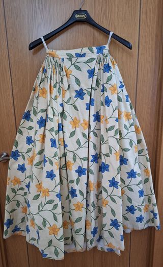 Falda fallera/valenciana Flores Azul Amarilla