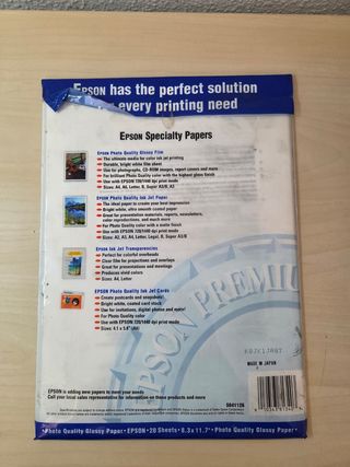Papel Fotográfico Epson Brillante A4 - 20 Hojas