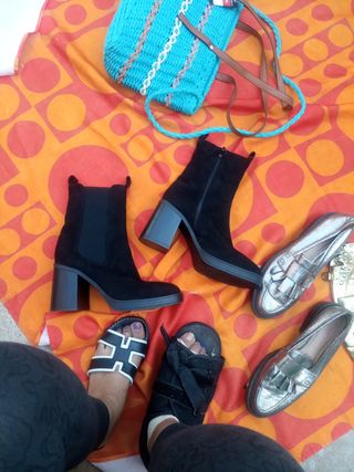 Botines plataforma negros, talla 40