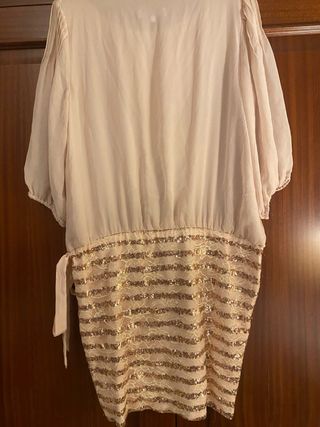 Vestido CABOTINE beige y dorado