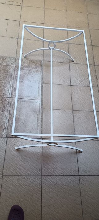 Mesa de jardín metal blanco sin cristal