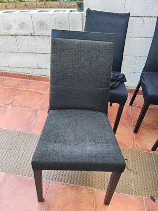 Mesa comedor negra - madera y sillas