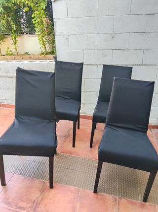 Mesa comedor negra - madera y sillas